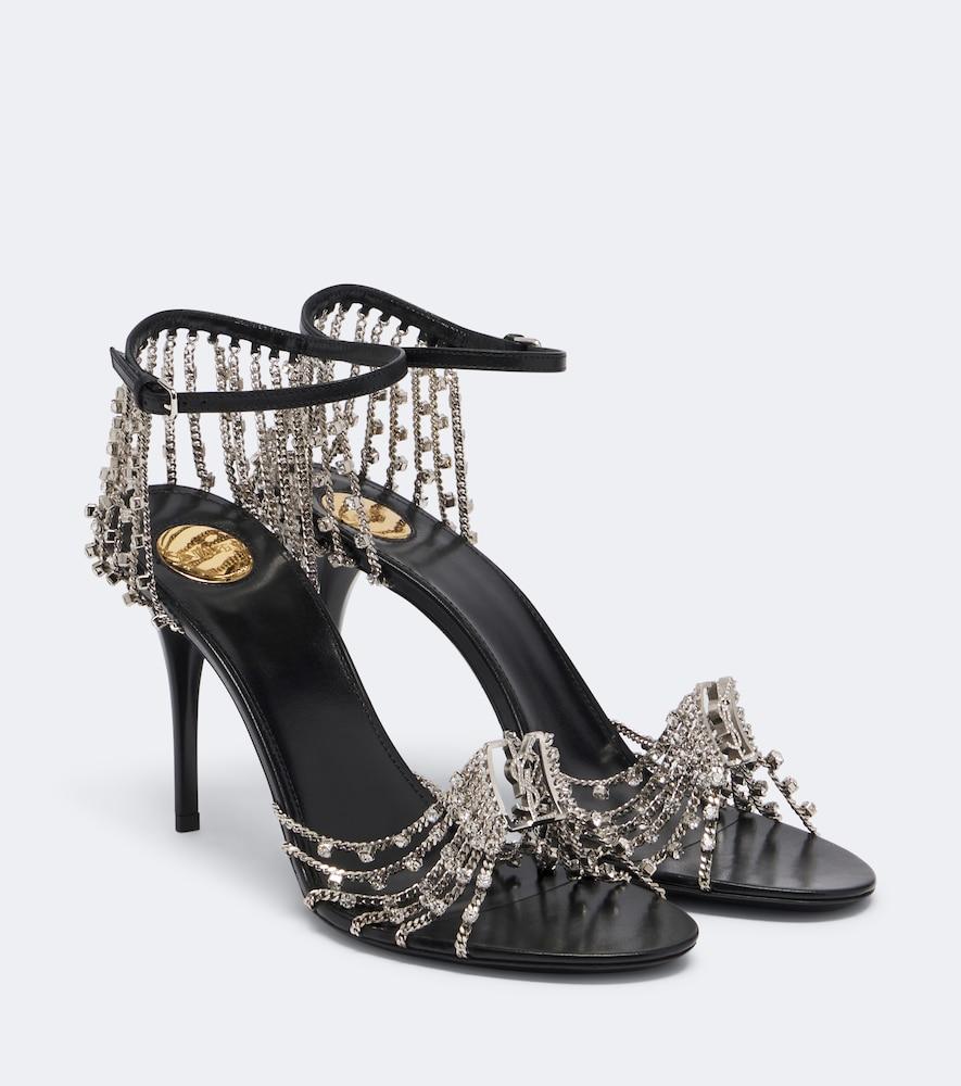 saint laurent babylone embellished leather sandals
