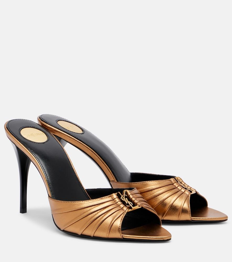 saint laurent babylone metallic leather mules