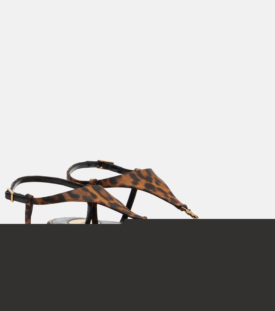 saint laurent cassandra leopard-print grosgrain sandals