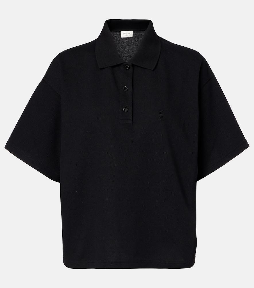 saint laurent cassandre cotton-blend piqué polo shirt
