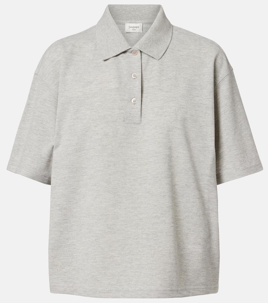 saint laurent cassandre cotton-blend piqué polo shirt
