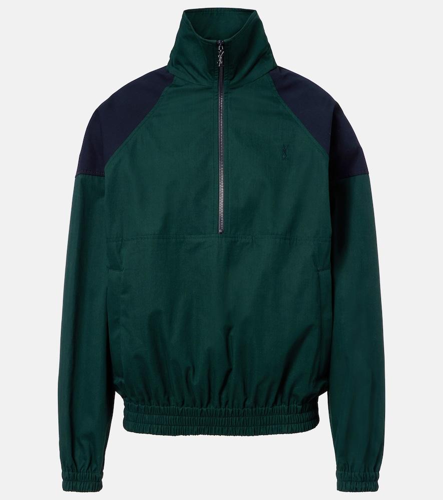 saint laurent cassandre cotton canvas half-zip jacket