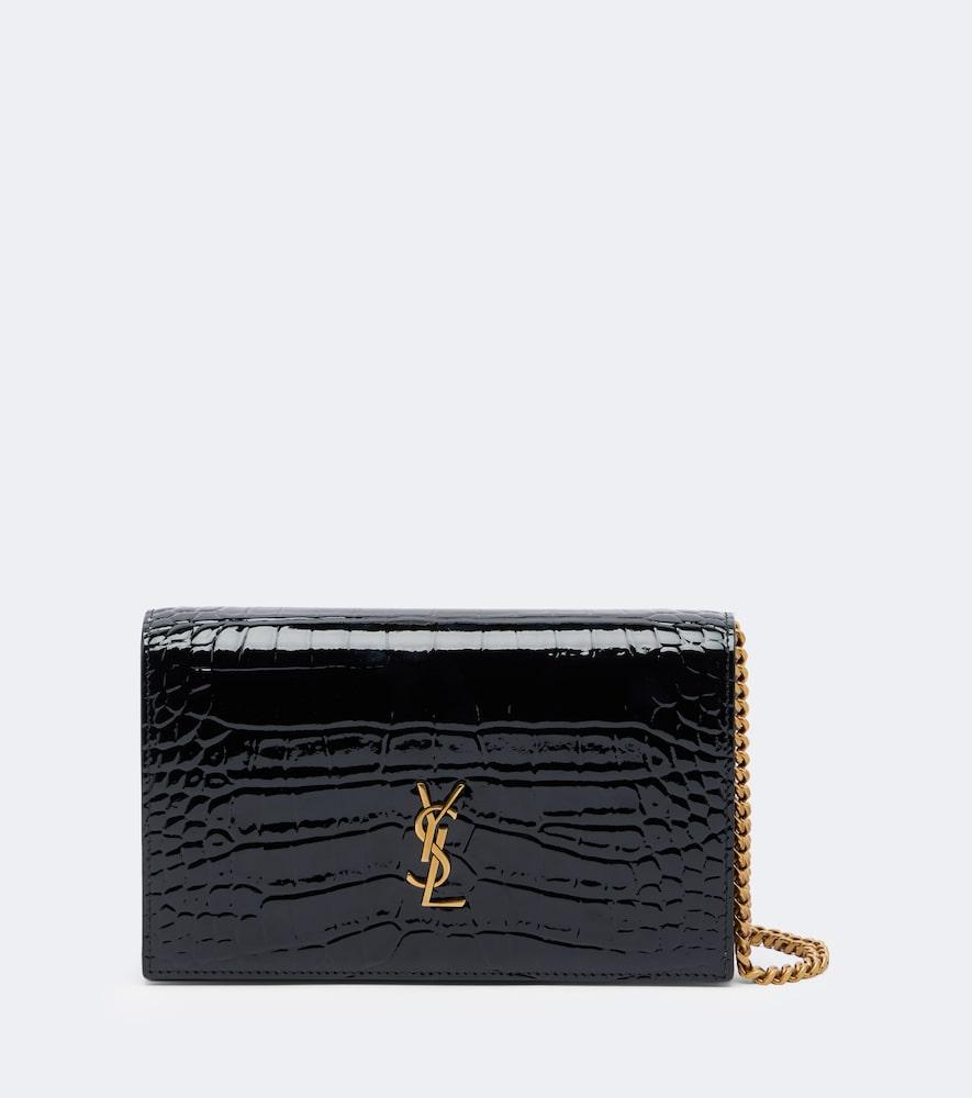 saint laurent cassandre croc-effect leather chain wallet