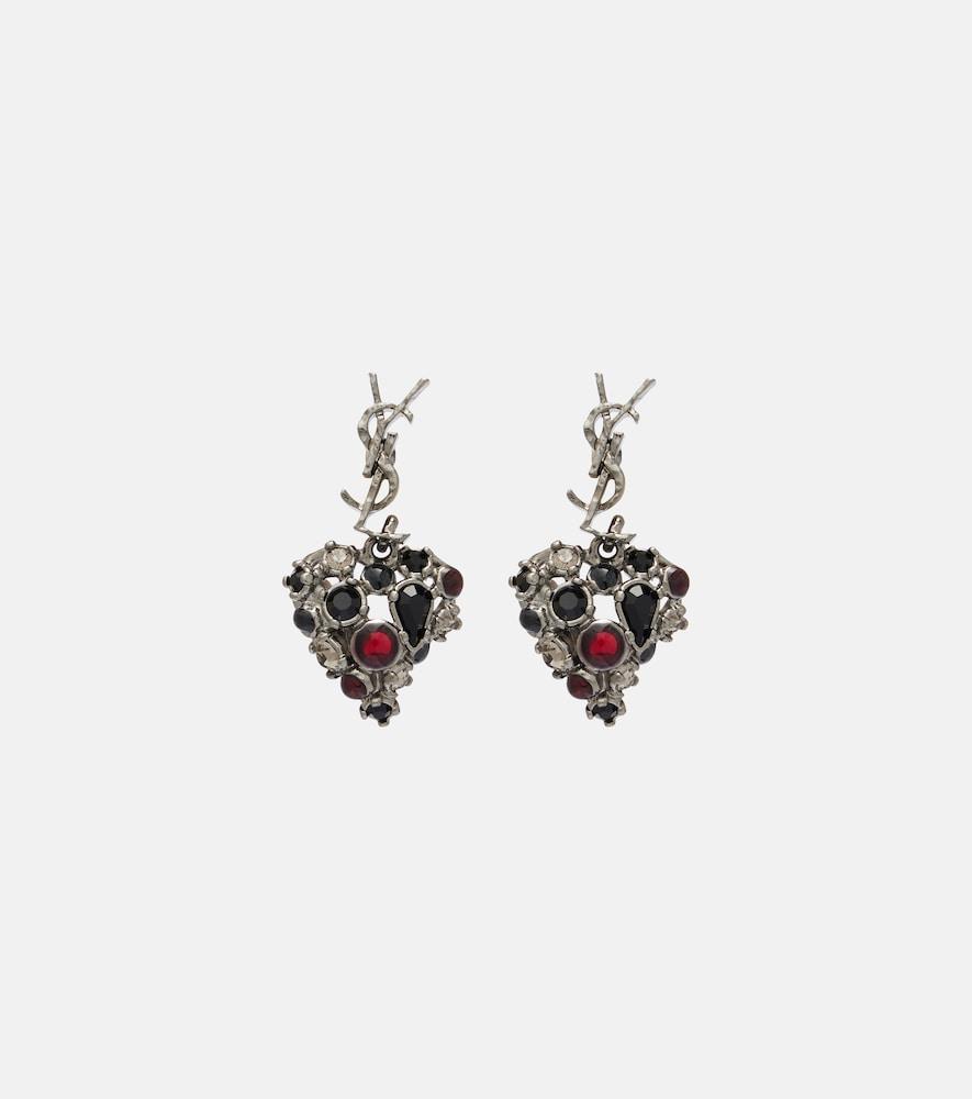 saint laurent cassandre embellished drop earrings