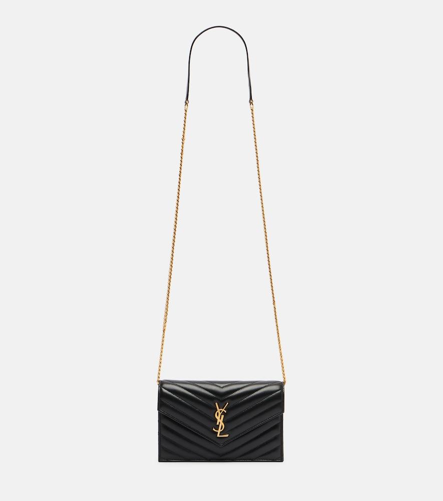 saint laurent cassandre envelope leather wallet on chain