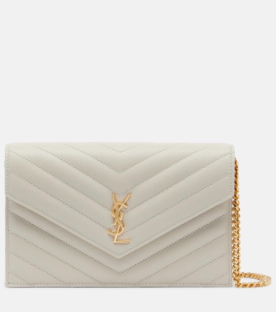 saint laurent cassandre envelope leather wallet on chain
