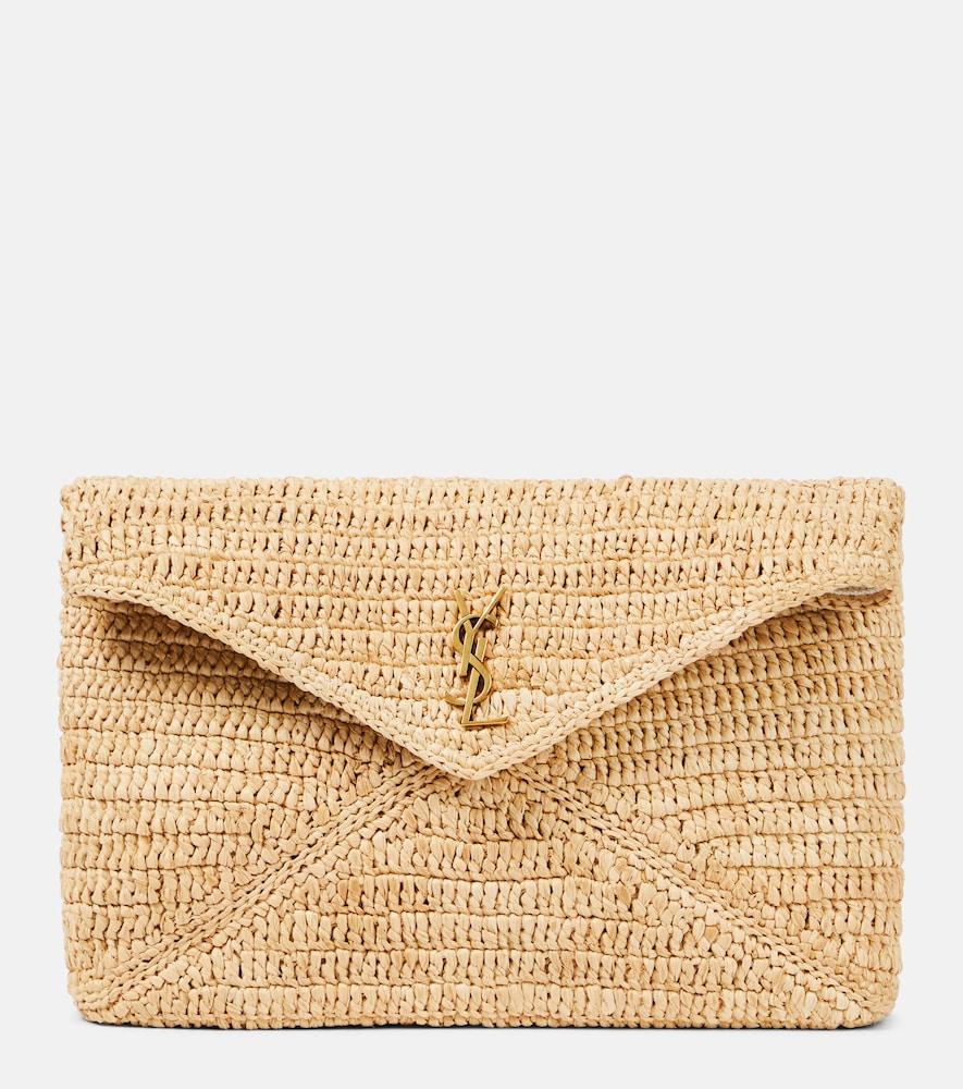 saint laurent cassandre large raffia pouch
