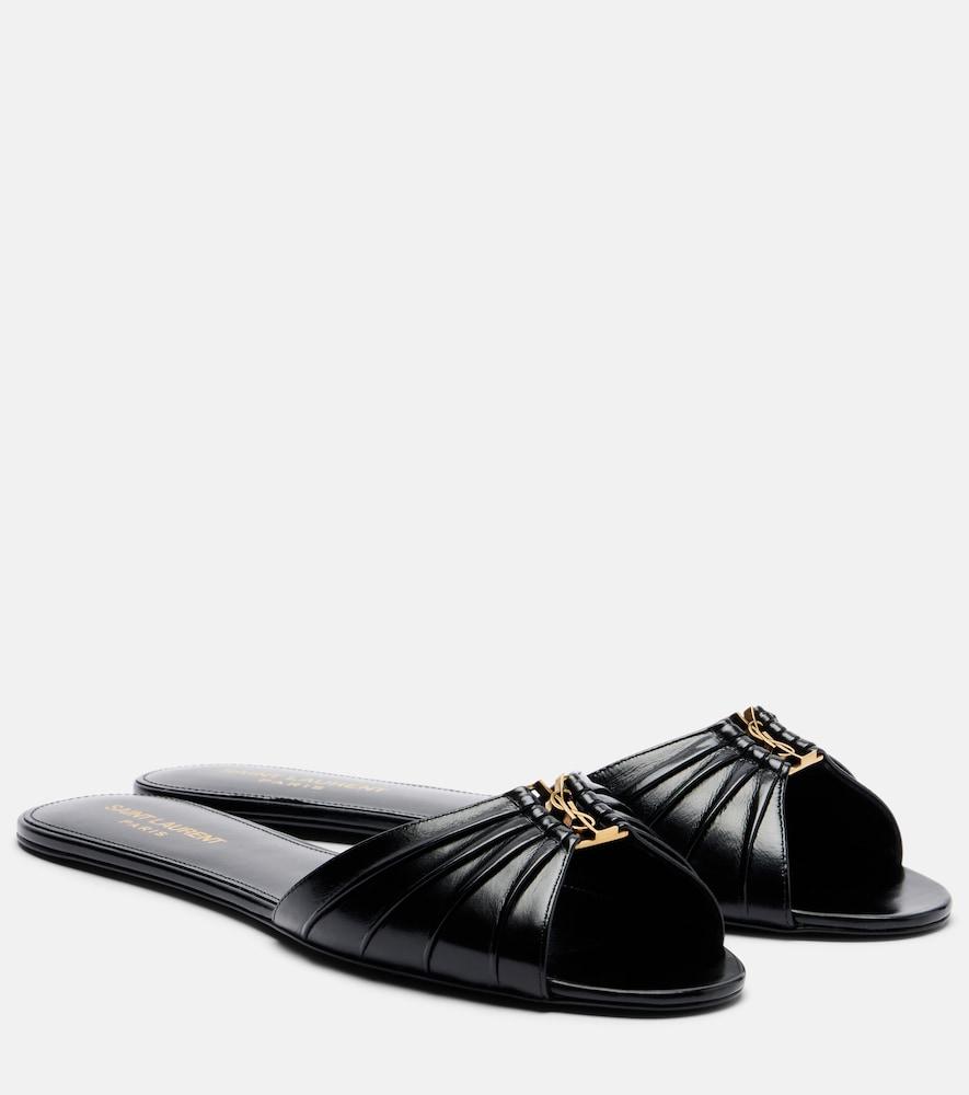 saint laurent cassandre leather slides