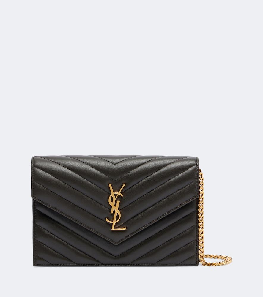 saint laurent cassandre matelassé envelope leather wallet on chain