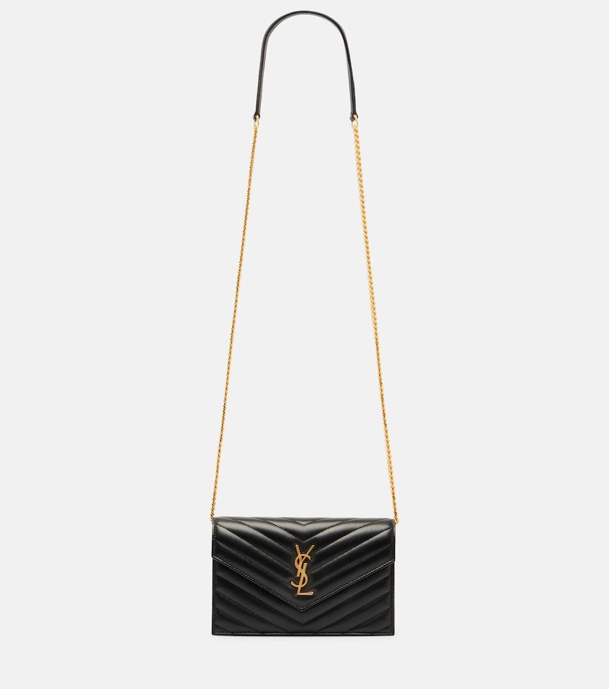 saint laurent cassandre matelassé envelope leather wallet on chain