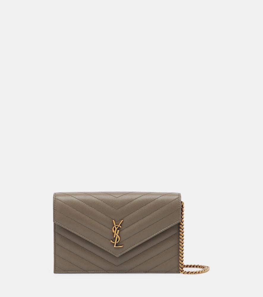 saint laurent cassandre matelassé leather wallet on chain