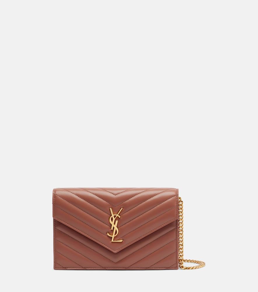 saint laurent cassandre matelassé leather wallet on chain