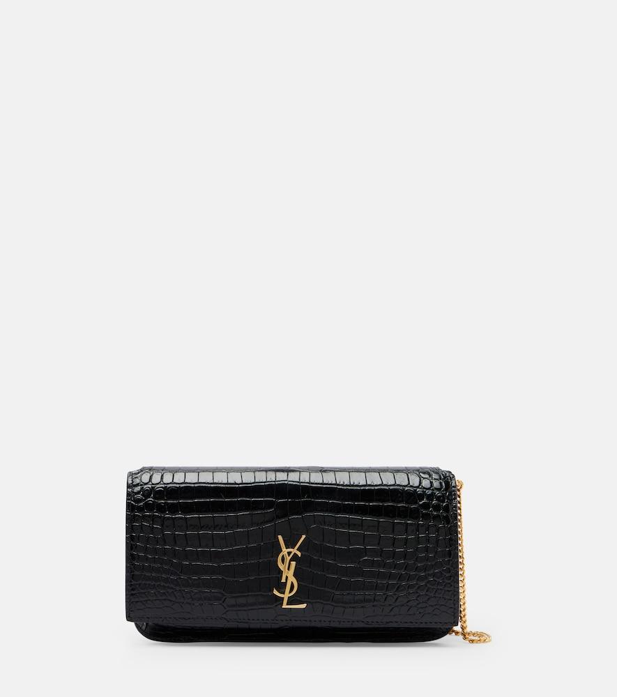 saint laurent cassandre mini croc-effect leather phone pouch
