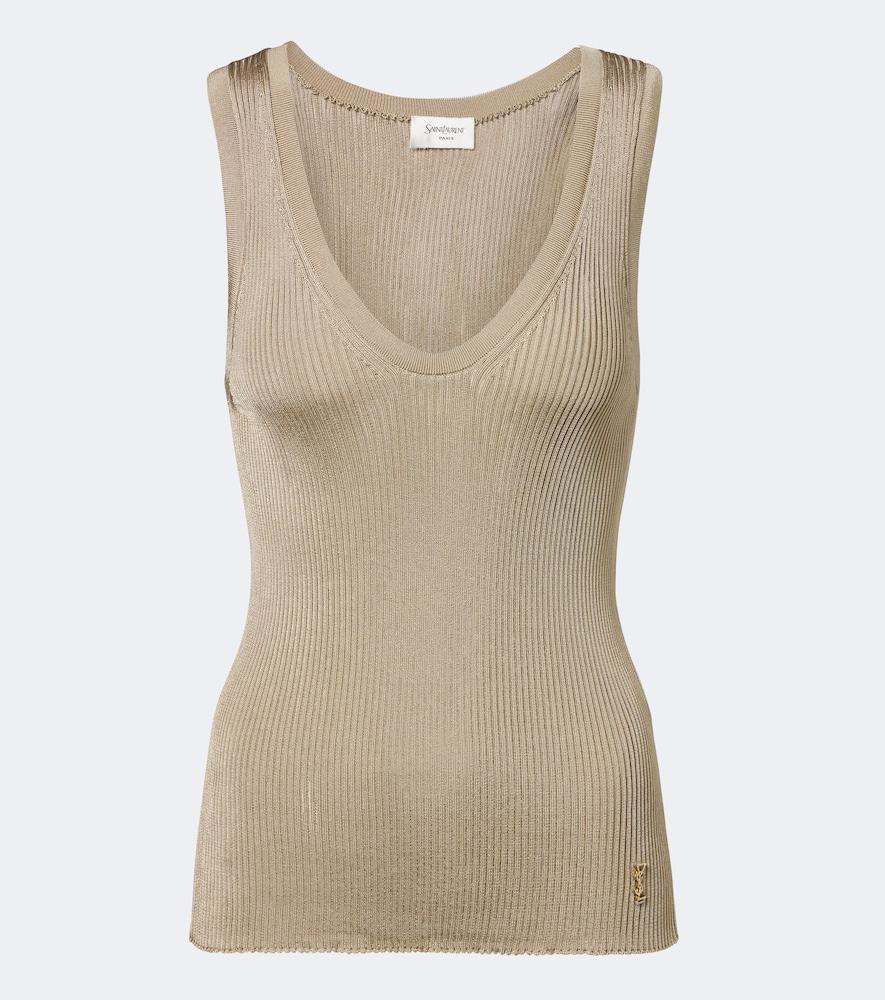 saint laurent cassandre ribbed-knit tank top