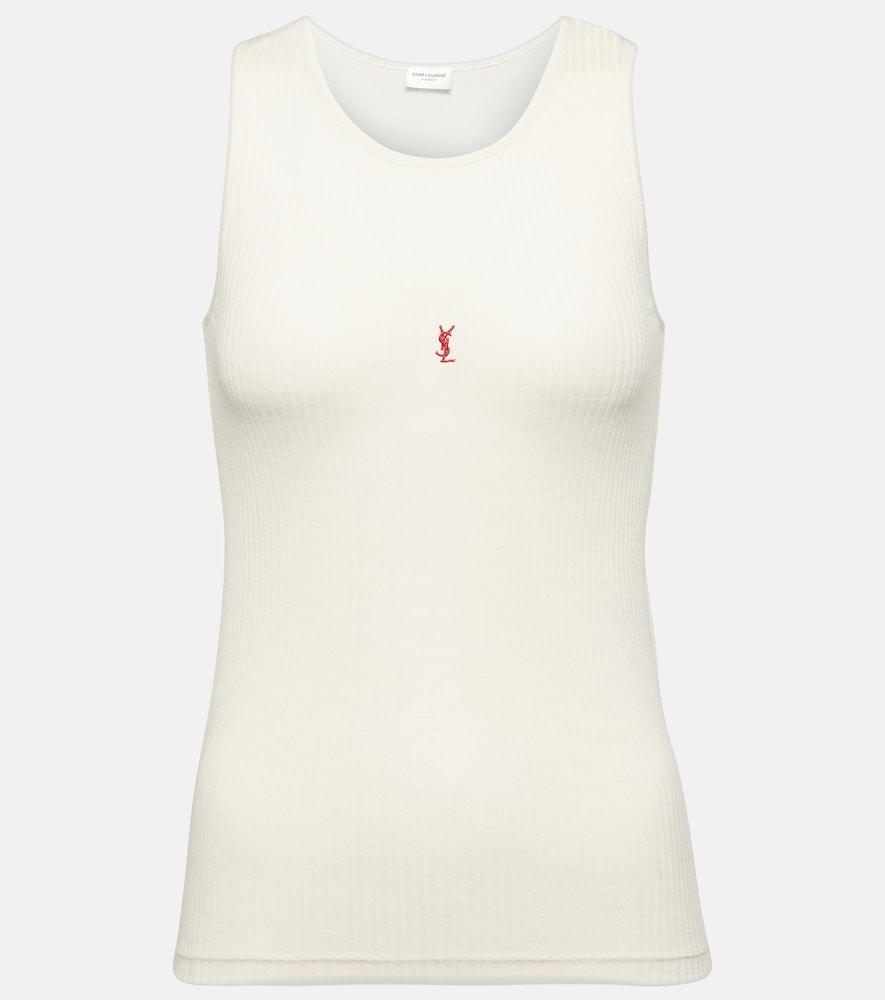 saint laurent cassandre ribbed-knit wool tank top