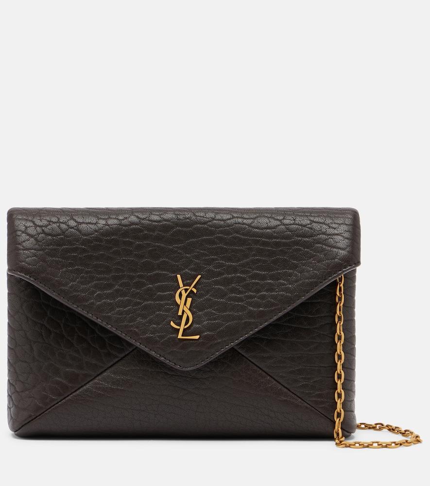 saint laurent cassandre small leather clutch