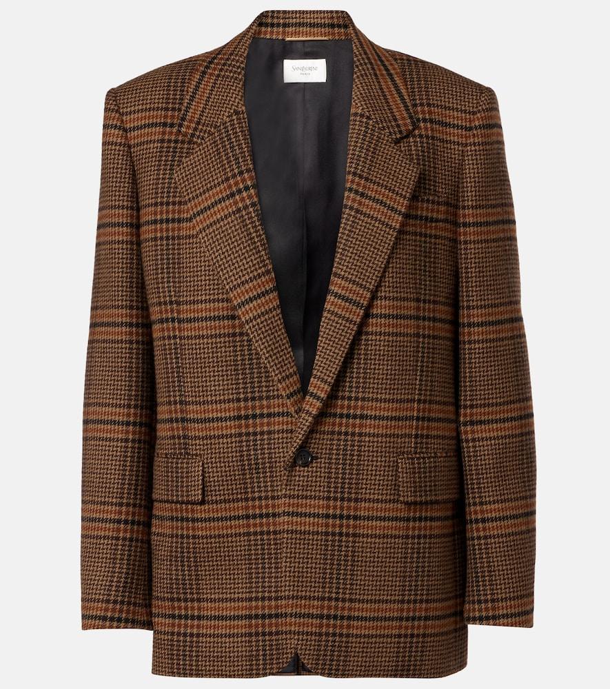 saint laurent checked wool blazer