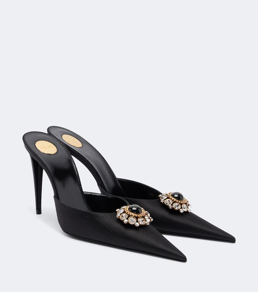 saint laurent cosmo embellished satin mules