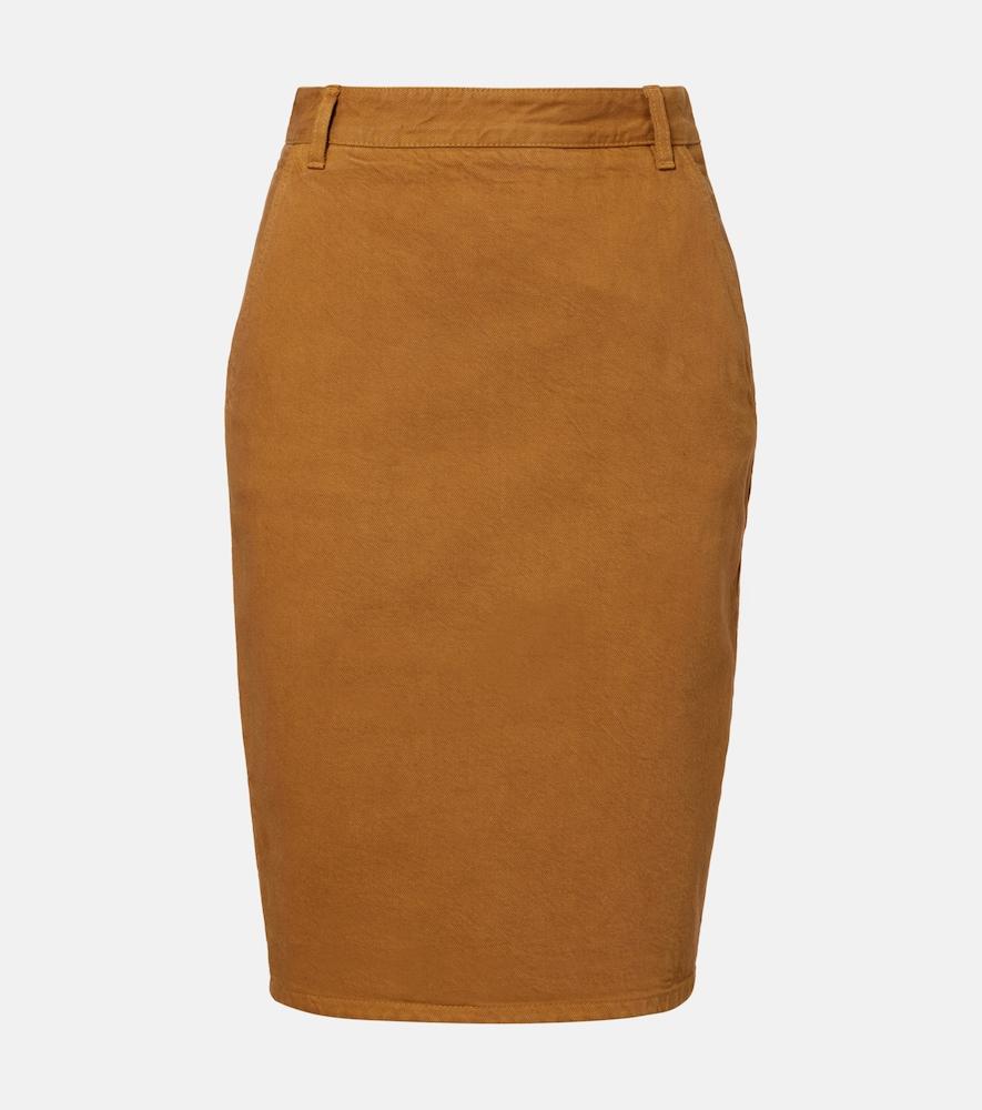 saint laurent cotton pencil skirt