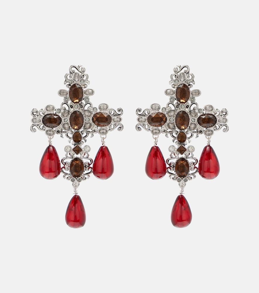 saint laurent cross embellished clip-on earrings
