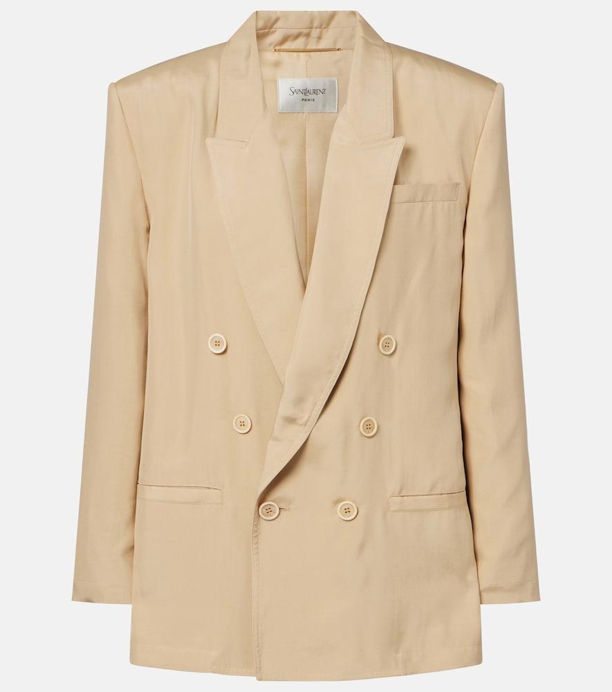 saint laurent double-breasted silk blazer