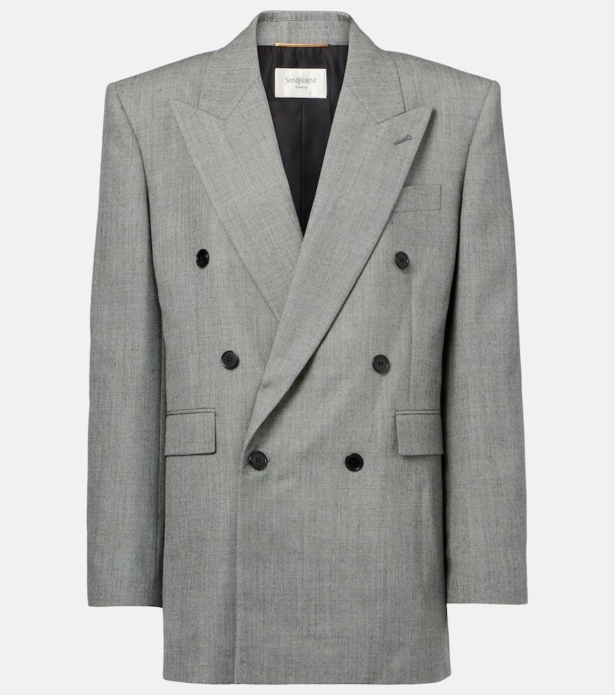 saint laurent double-breasted wool twill blazer