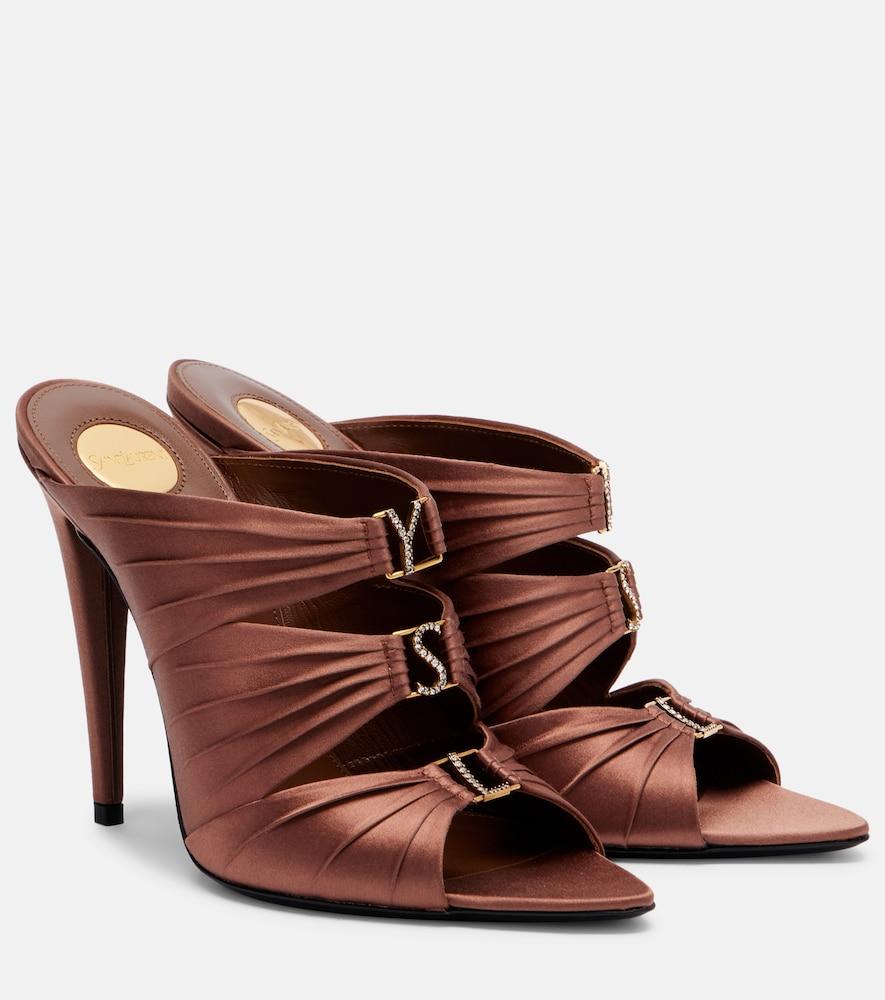 saint laurent emilie crêpe satin mules