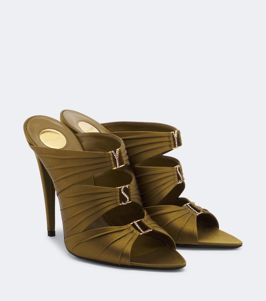 saint laurent emilie embellished crêpe satin mules
