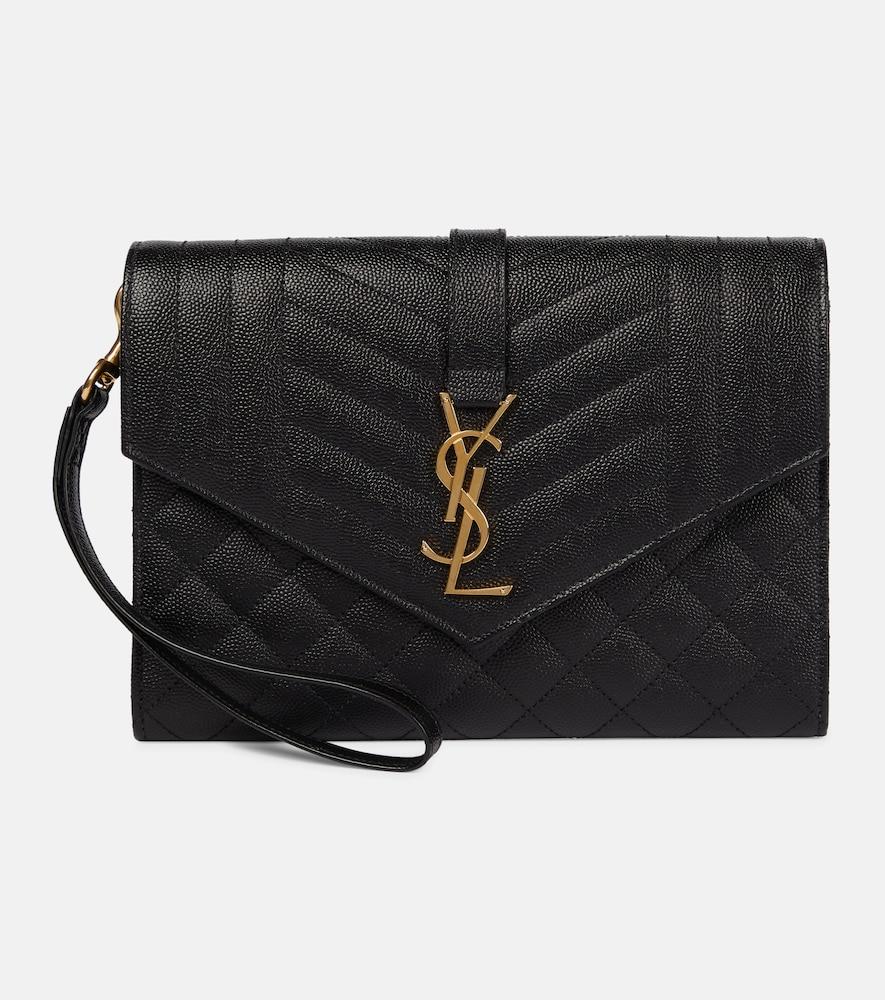 saint laurent envelope matelassé leather clutch