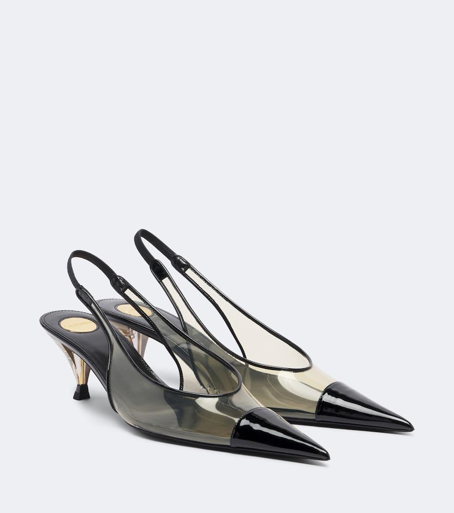 saint laurent fanny leather-trimmed slingback pumps