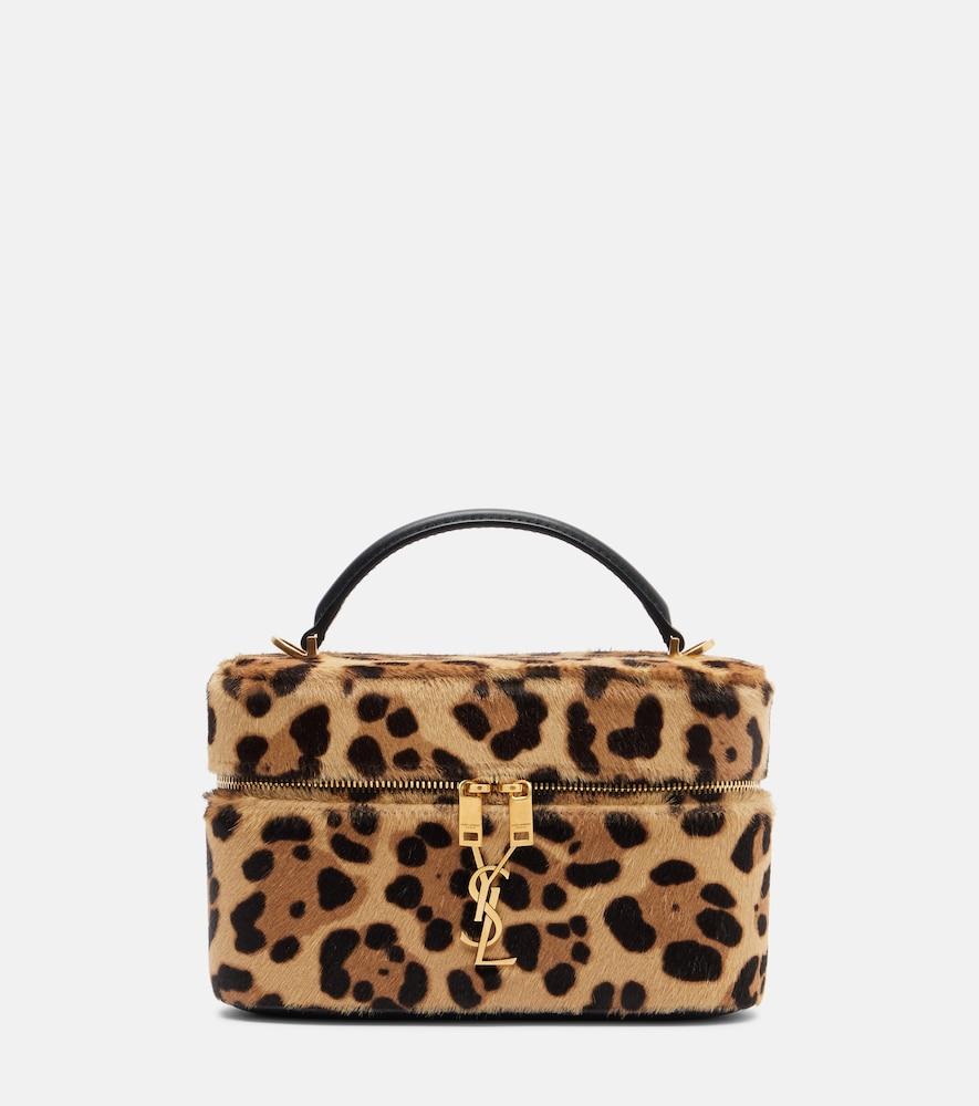 saint laurent gaby leopard-print calf hair vanity bag