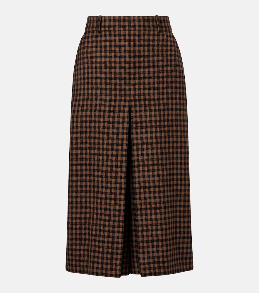 saint laurent gingham mid-rise wool culottes