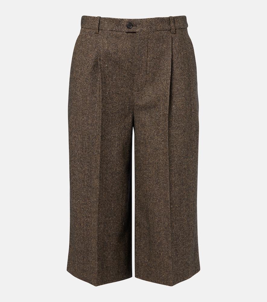 saint laurent herringbone wool-blend culottes