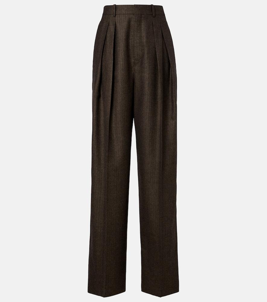 saint laurent herringbone wool wide-leg pants