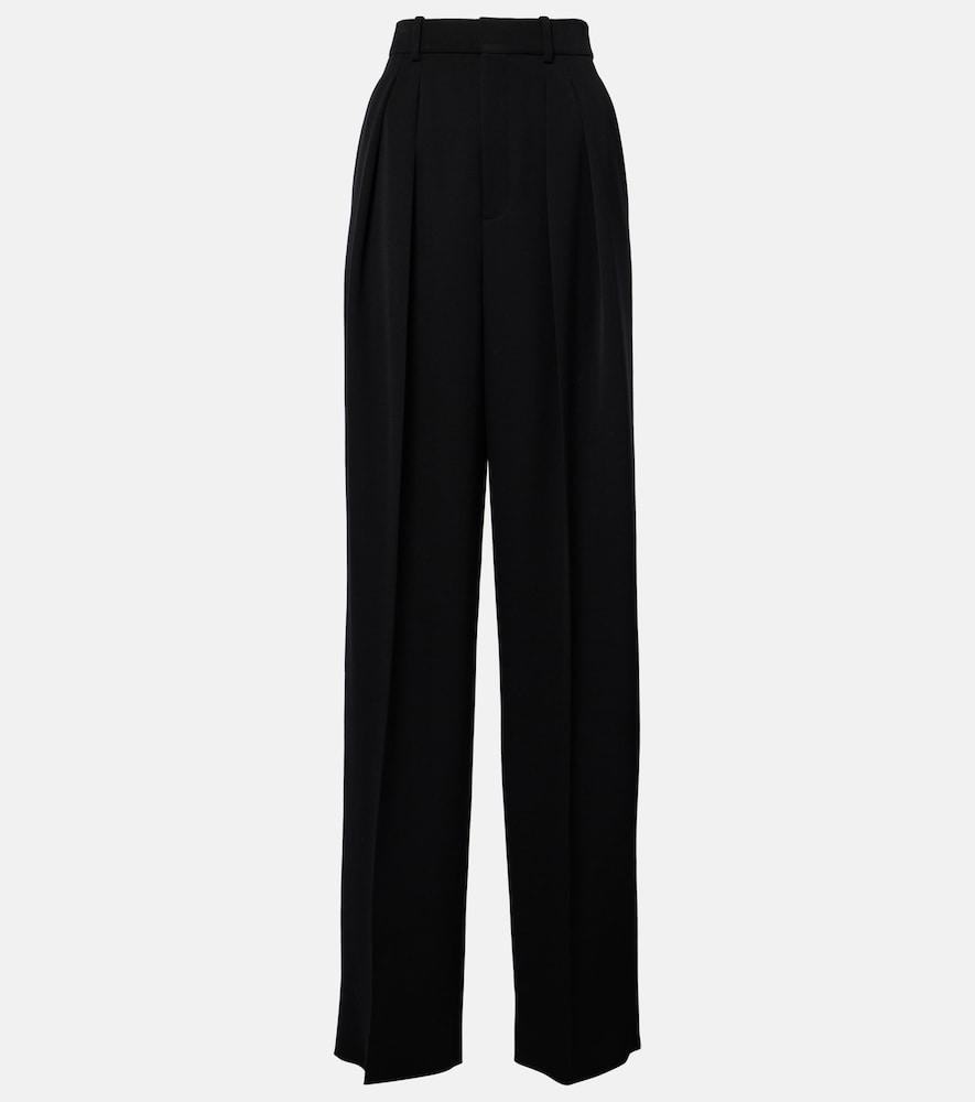 saint laurent high-rise wool grain de poudre tuxedo pants