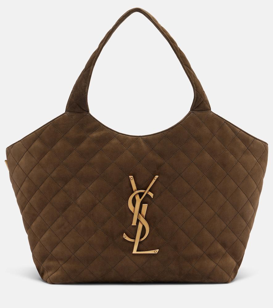 saint laurent icare medium quilted suede tote bag