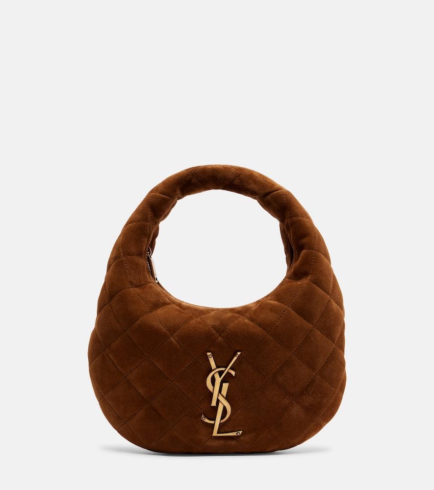 saint laurent icarino baby quilted suede top-handle bag