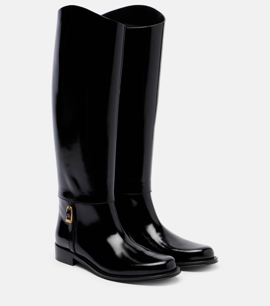 saint laurent julia leather knee-high boots