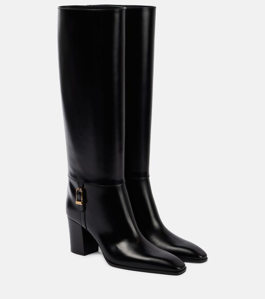 saint laurent julia leather knee-high boots