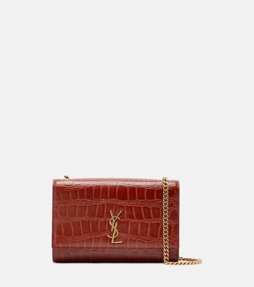 saint laurent kate small croc-effect leather shoulder bag