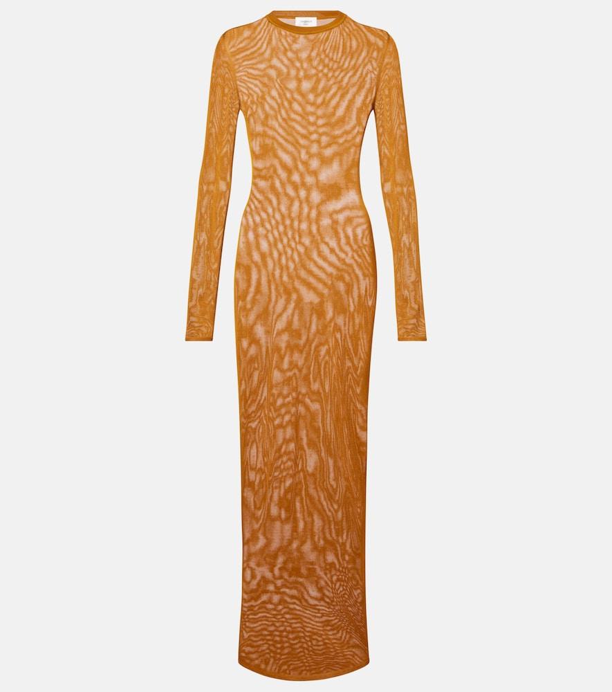 saint laurent knitted semi-sheer maxi dress