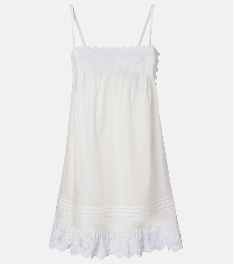 saint laurent lace-trimmed cotton slip dress