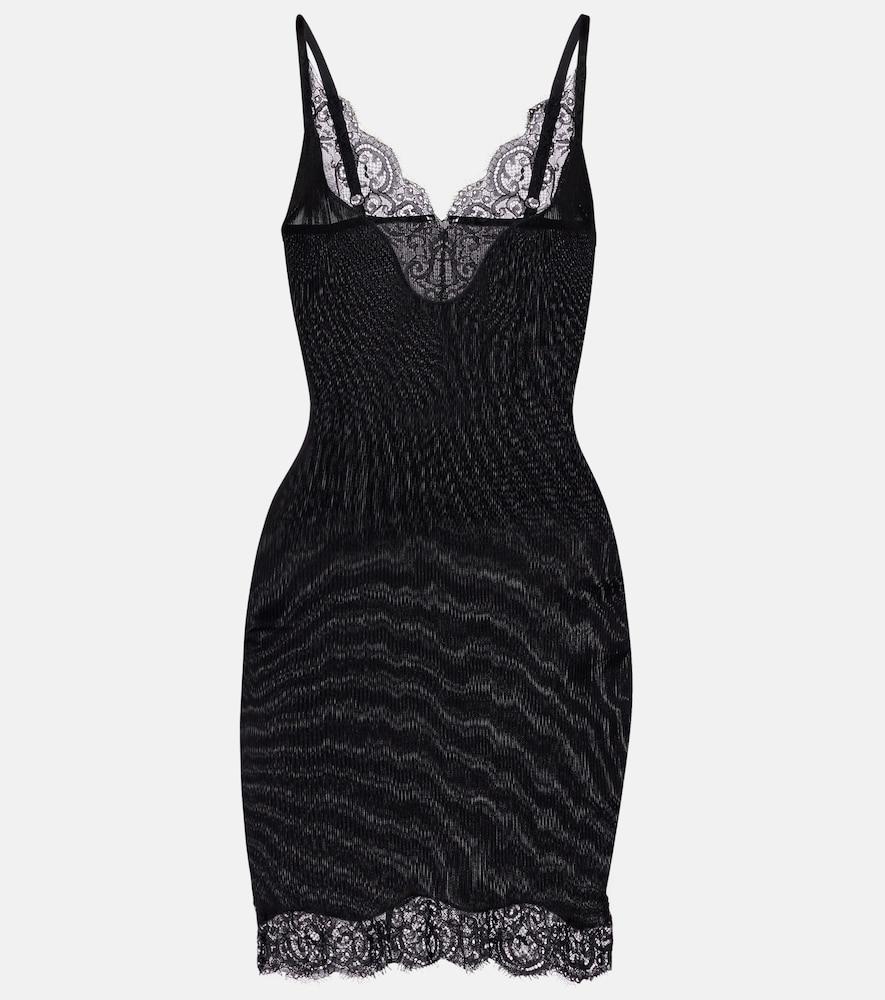 saint laurent lace-trimmed silk jersey slip dress