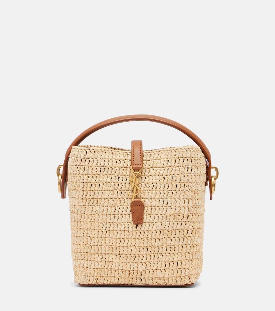 saint laurent le 37 mini raffia bucket bag