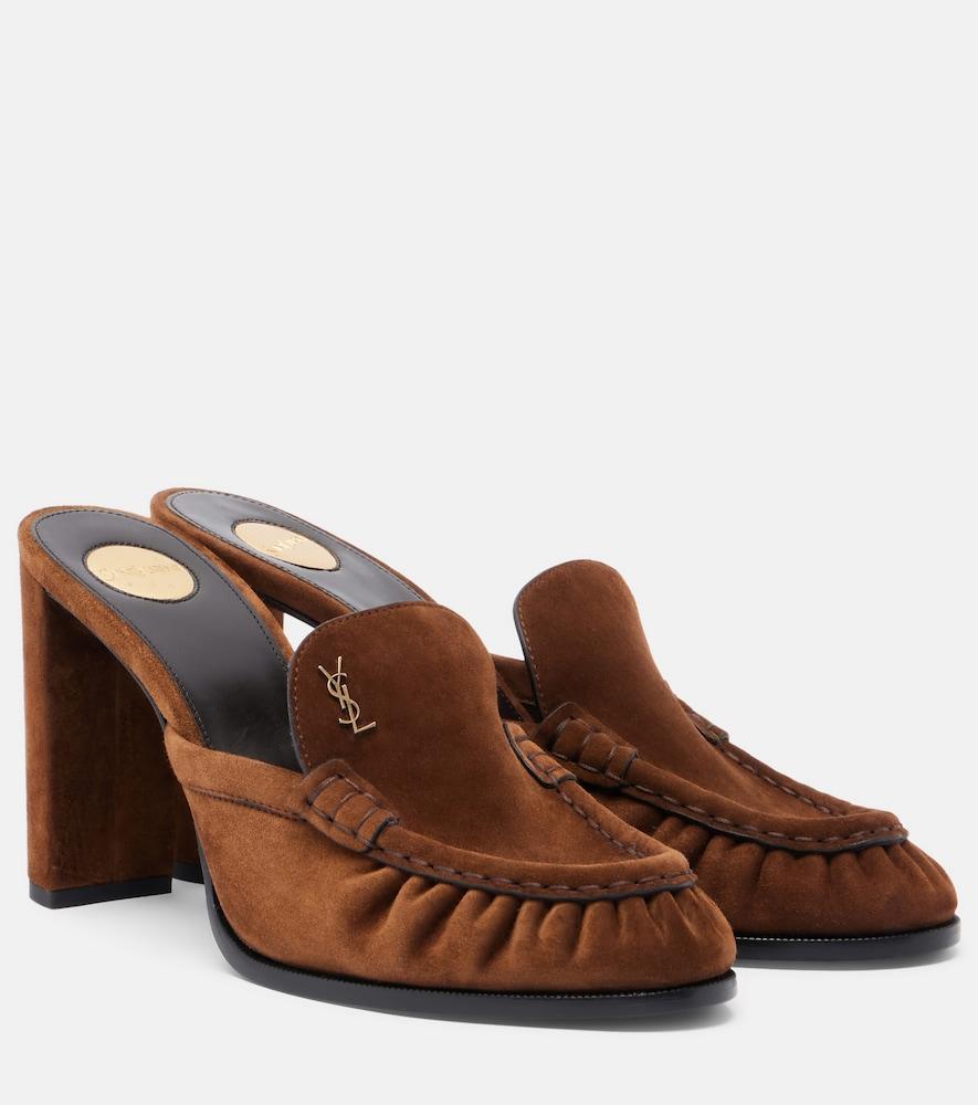 saint laurent le loafer cassandre suede mules