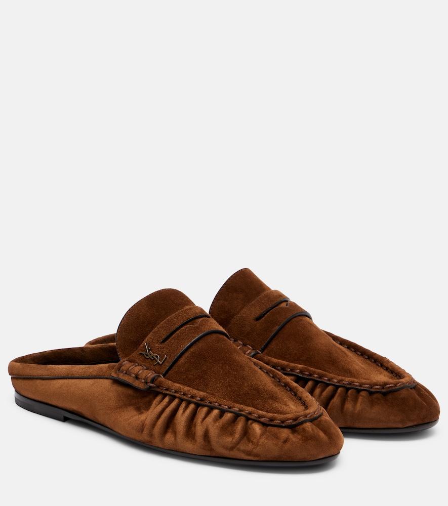 saint laurent le loafer suede mules