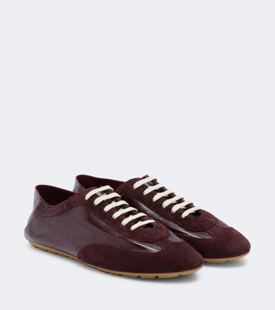 saint laurent lewis suede-trimmed leather sneakers
