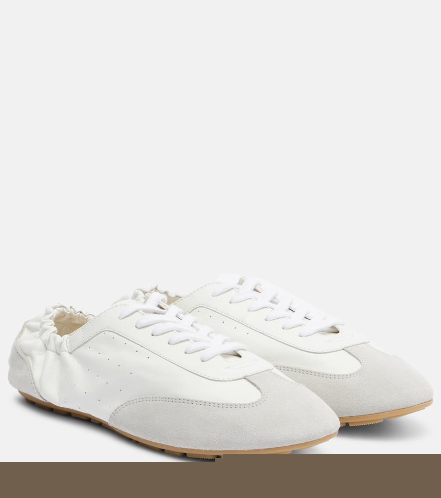 saint laurent lewis suede-trimmed leather sneakers