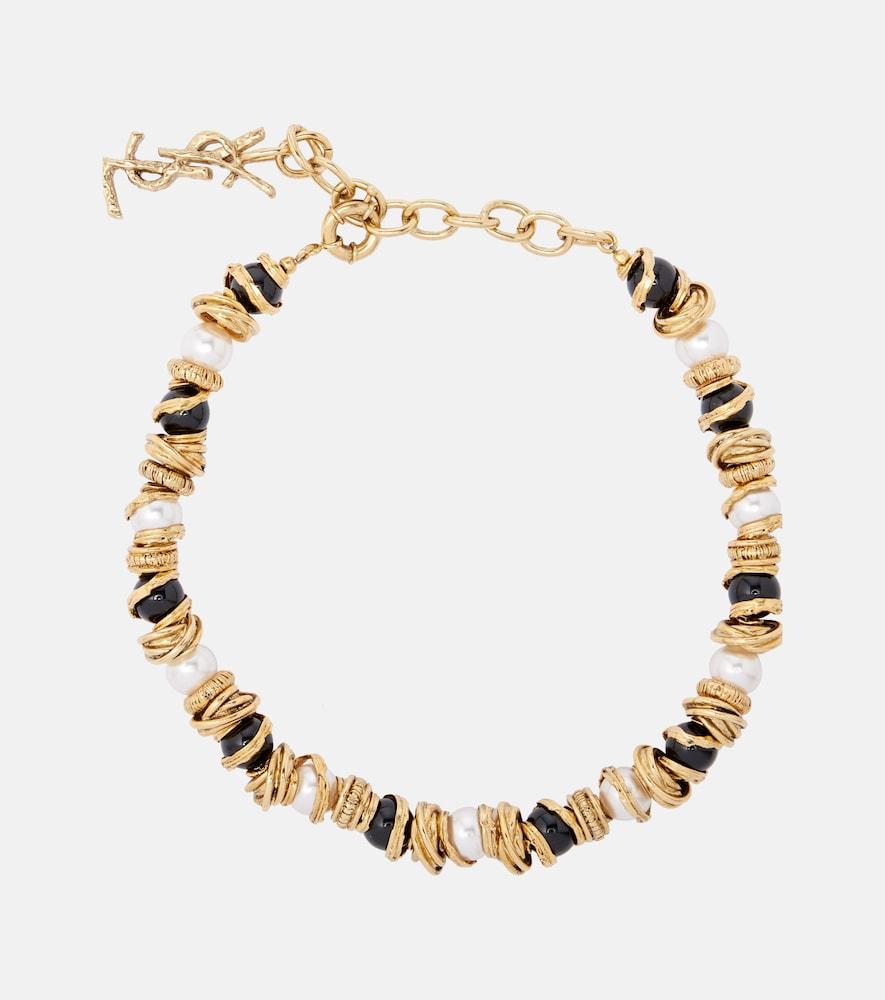 saint laurent loulou embellished necklace