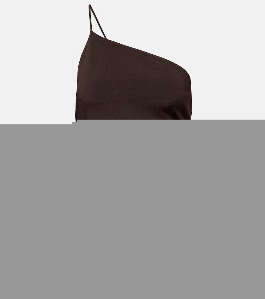 saint laurent one-shoulder satin bodysuit